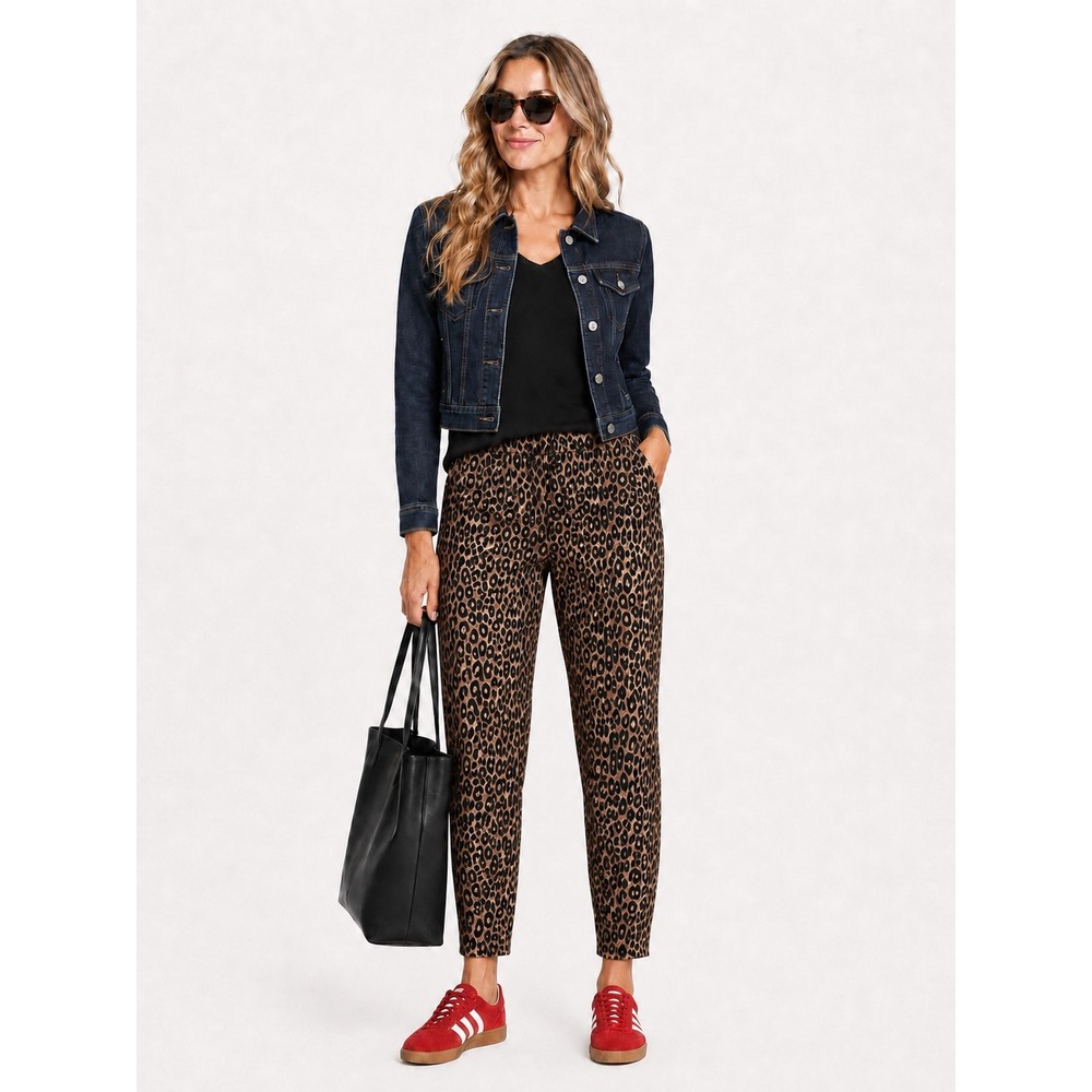 Michael Kors Pull On Relaxed Slim Leg Stretch Ankle Pants Size 0X Leopard Print